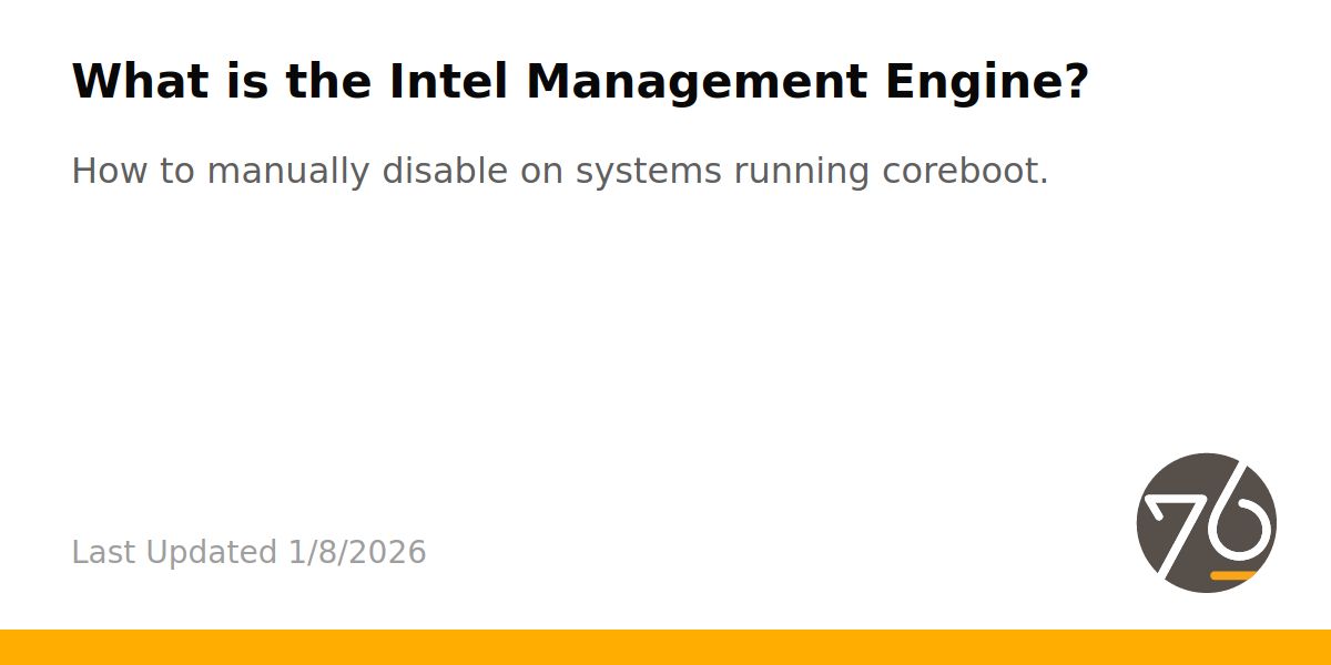 What is the Intel Management Engine? System76 Support