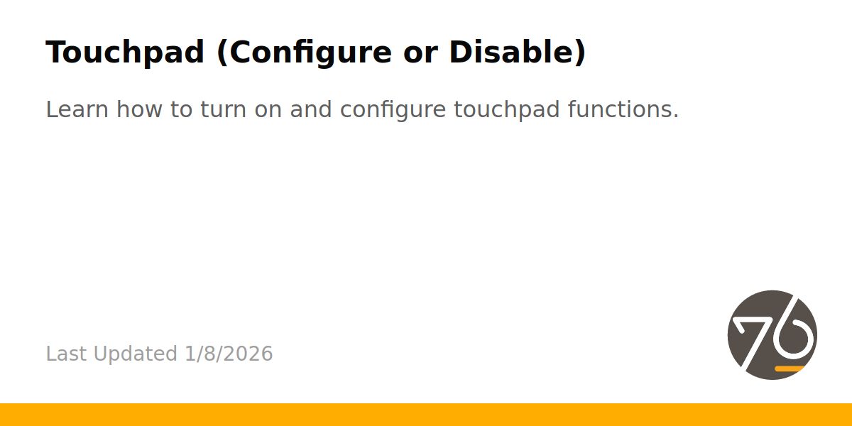 Touchpad (Configure or Disable) System76 Support