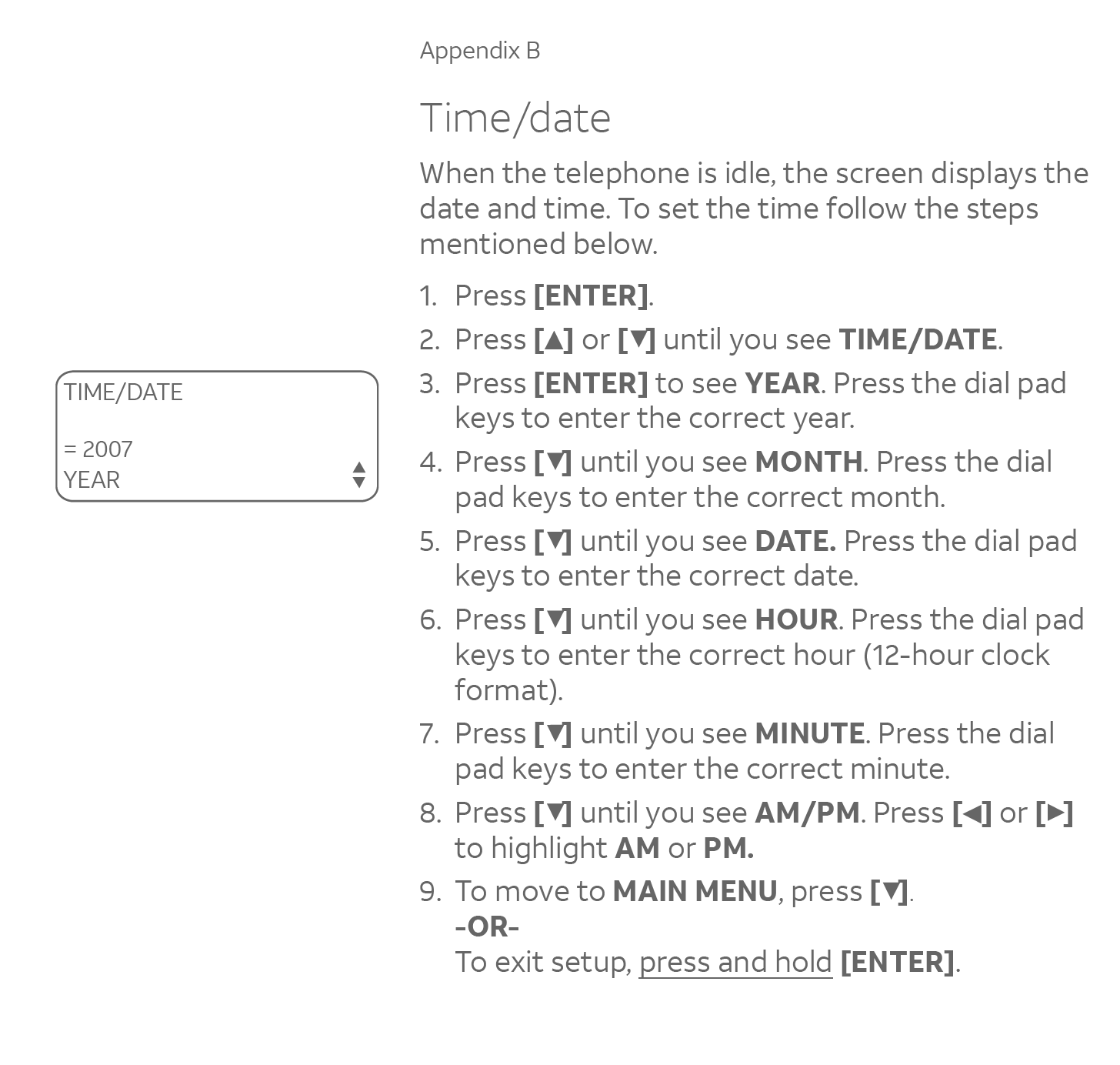 Setting Time/Date on AOR2432 Local Phone