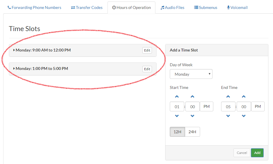 How to Add Multiple Time Slots to the Same Day Talkroute Support