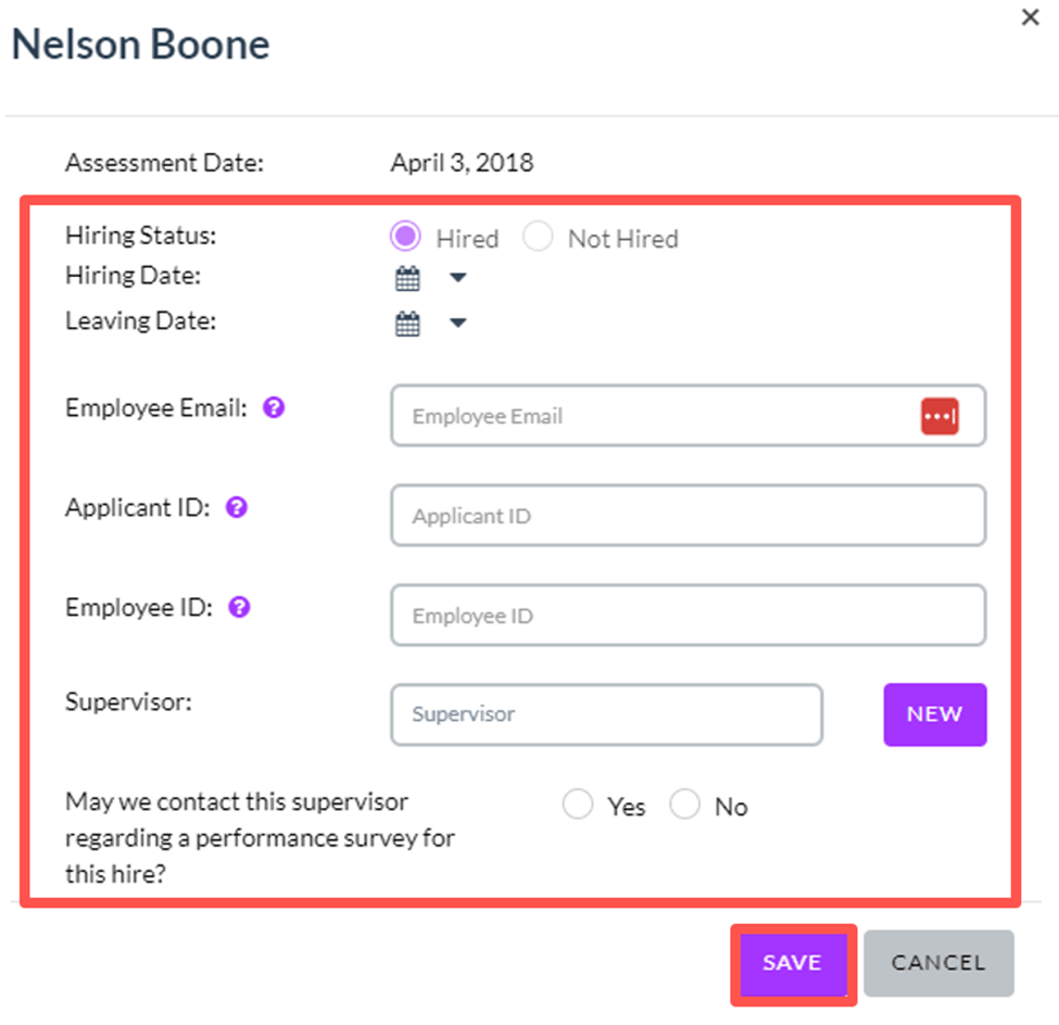 CALIPER Managing Hiring Status Talogy Support