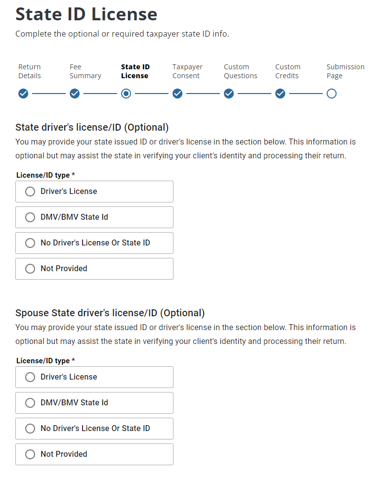 Pro EFile Process State ID License Support