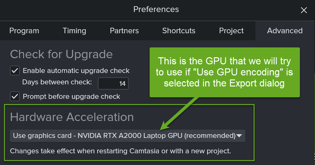 Use GPU Encoding With Camtasia Windows TechSmith Support