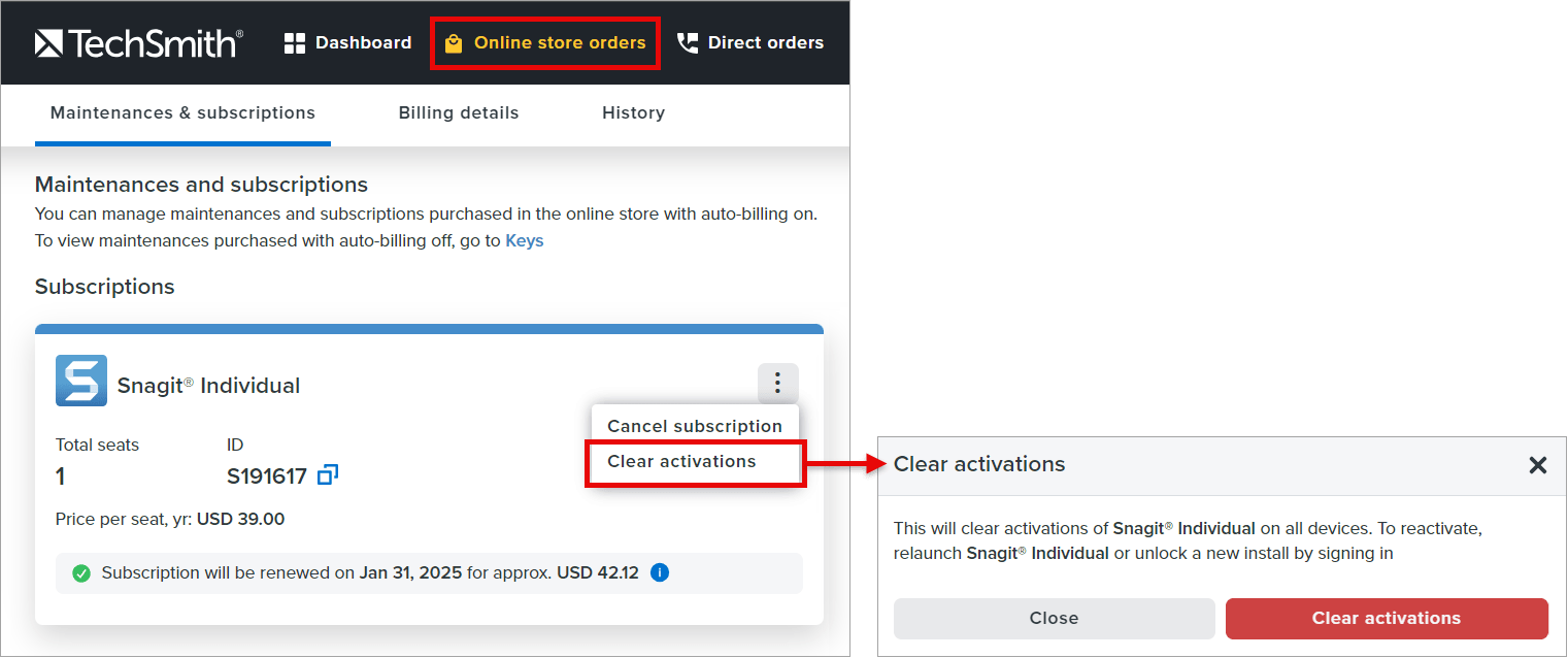 Clear Activations for Snagit 2021 or Later TechSmith Support