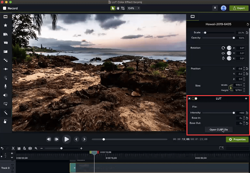 Using LUT Visual Effect in Camtasia on macOS TechSmith Support