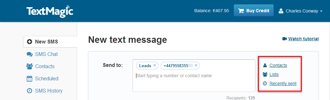 How to send text messages to multiple recipients TextMagic
