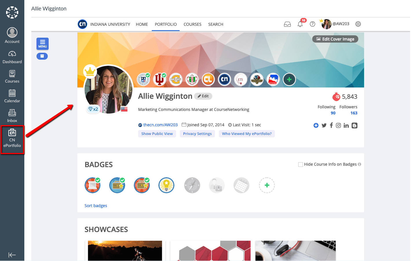 Access CN ePortfolio from Canvas