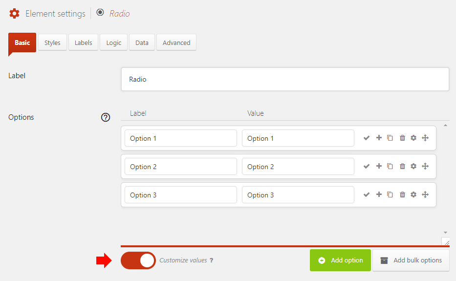 How do I hide Radio/Checkbox option labels? ThemeCatcher Support