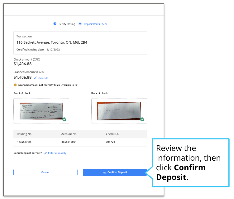 How to deposit a commission cheque with Mobile Deposits Real