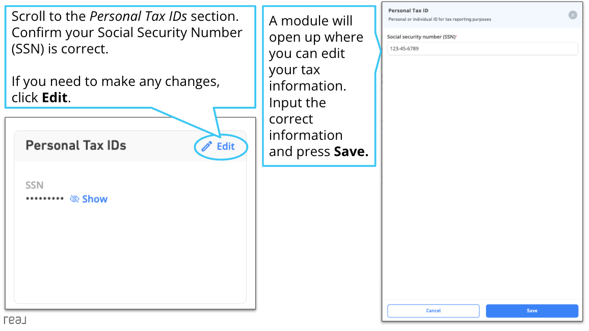 How do I change my tax information? Real