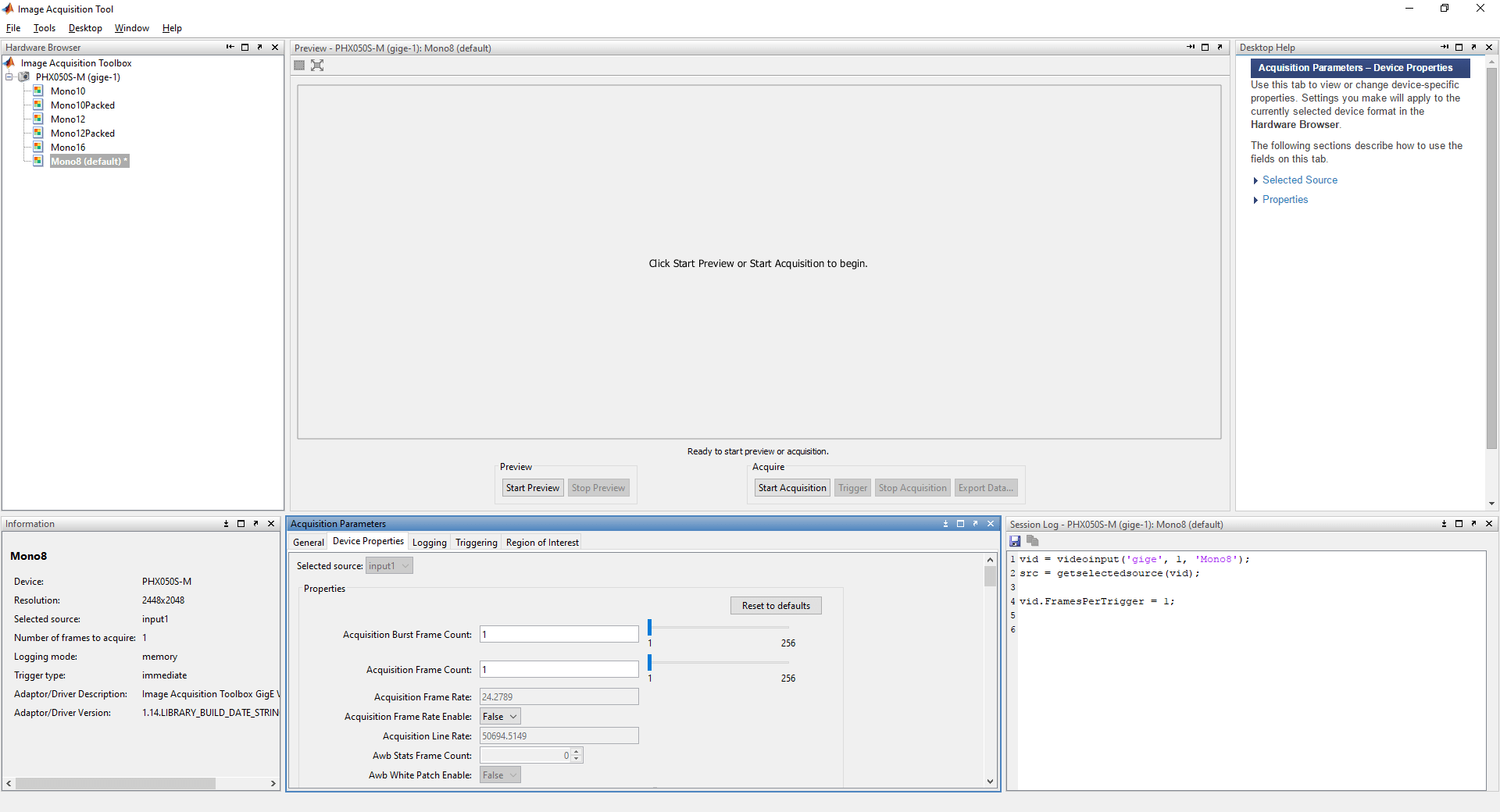 Using MATLAB Image Acquisition Toolbox for Windows LUCID Support & Help