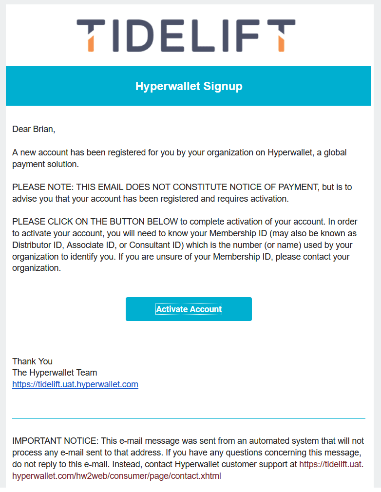 Getting paid with Hyperwallet Tidelift