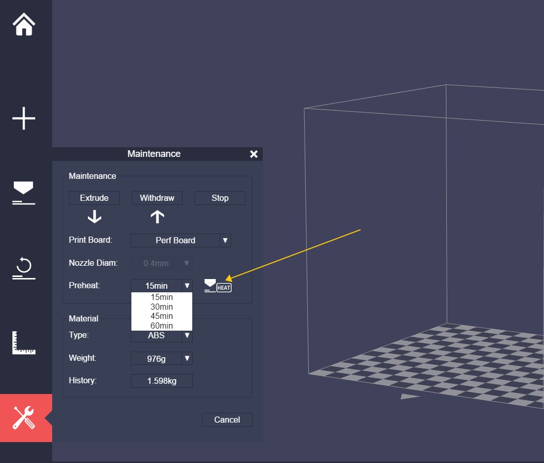 The Preheat Function in Maintenance and in Print Setting Tiertime