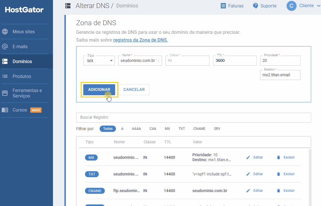 Add DKIM record on Hostgator panel – Titan Mail