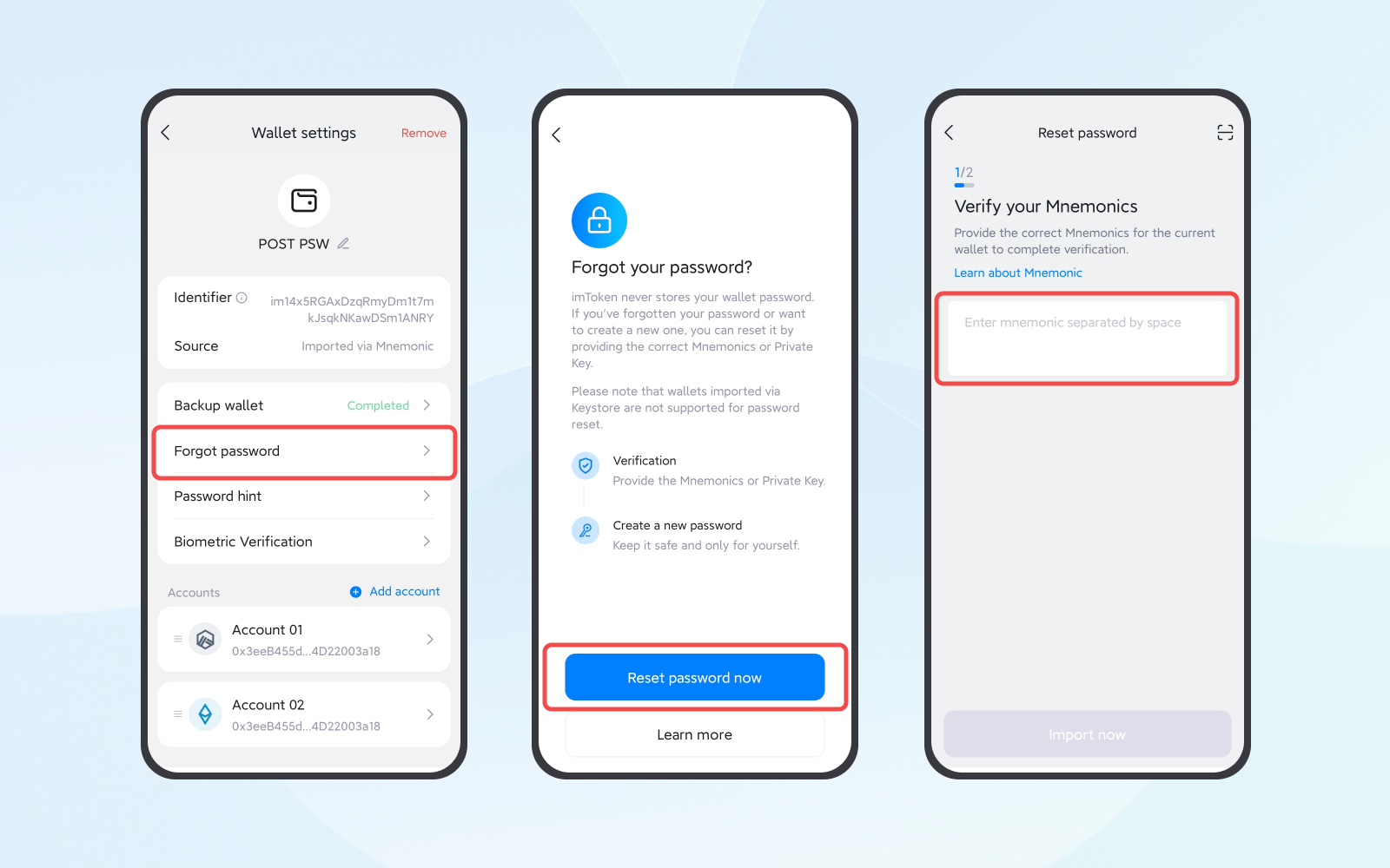 What should I do if I my password? imToken Ethereum Wallet