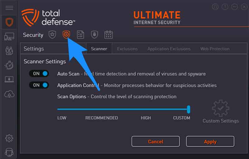 Configure Security Settings Total Defense Online Support Portal