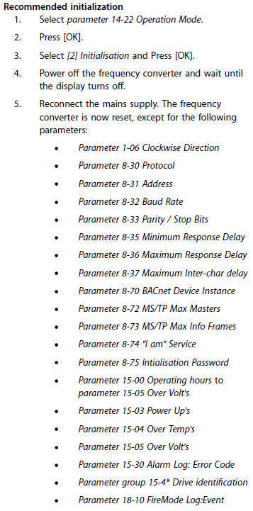 Trane TR150 Indoor Supply Fan VFD - How to Initialize the VFD to the