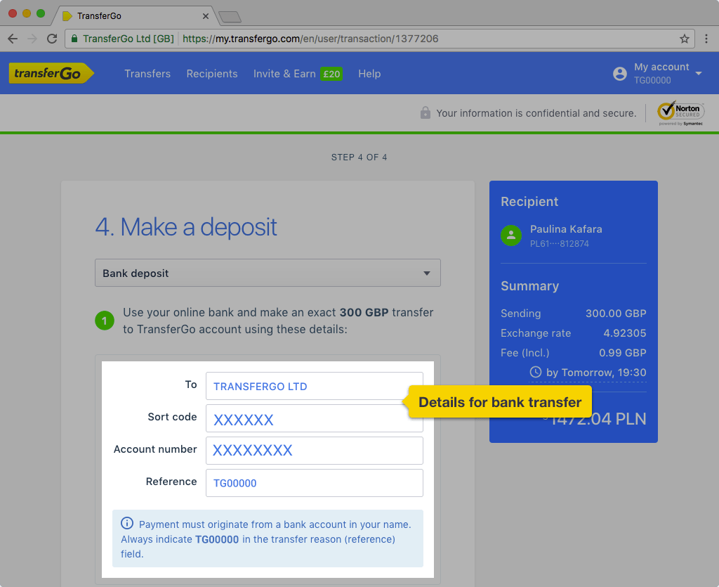 Paying by Bank Transfer Help
