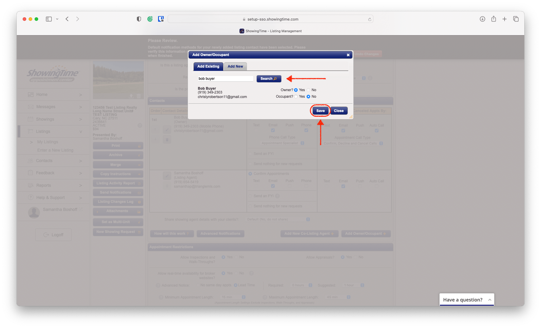 ShowingTime How to Add Owners and Occupants to Showing Instructions
