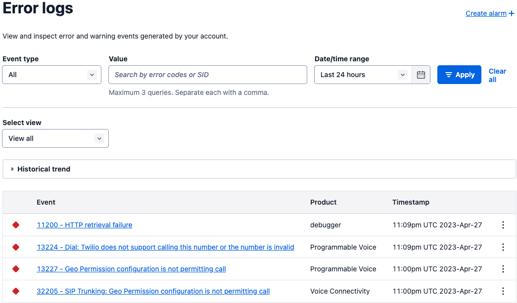 Twilio's Error and Warning Dictionary Twilio Support