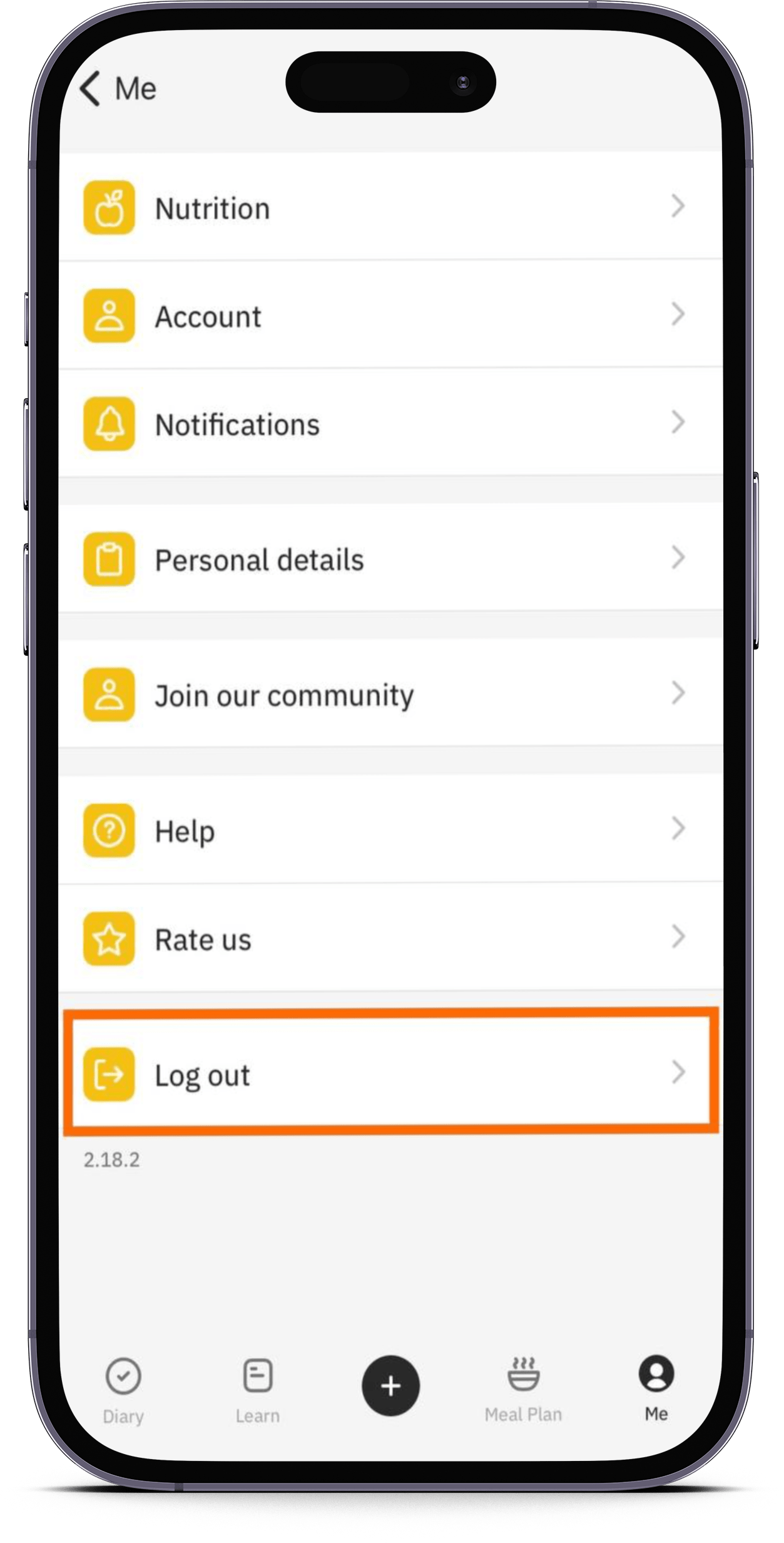 How to log out and relog in Unimeal