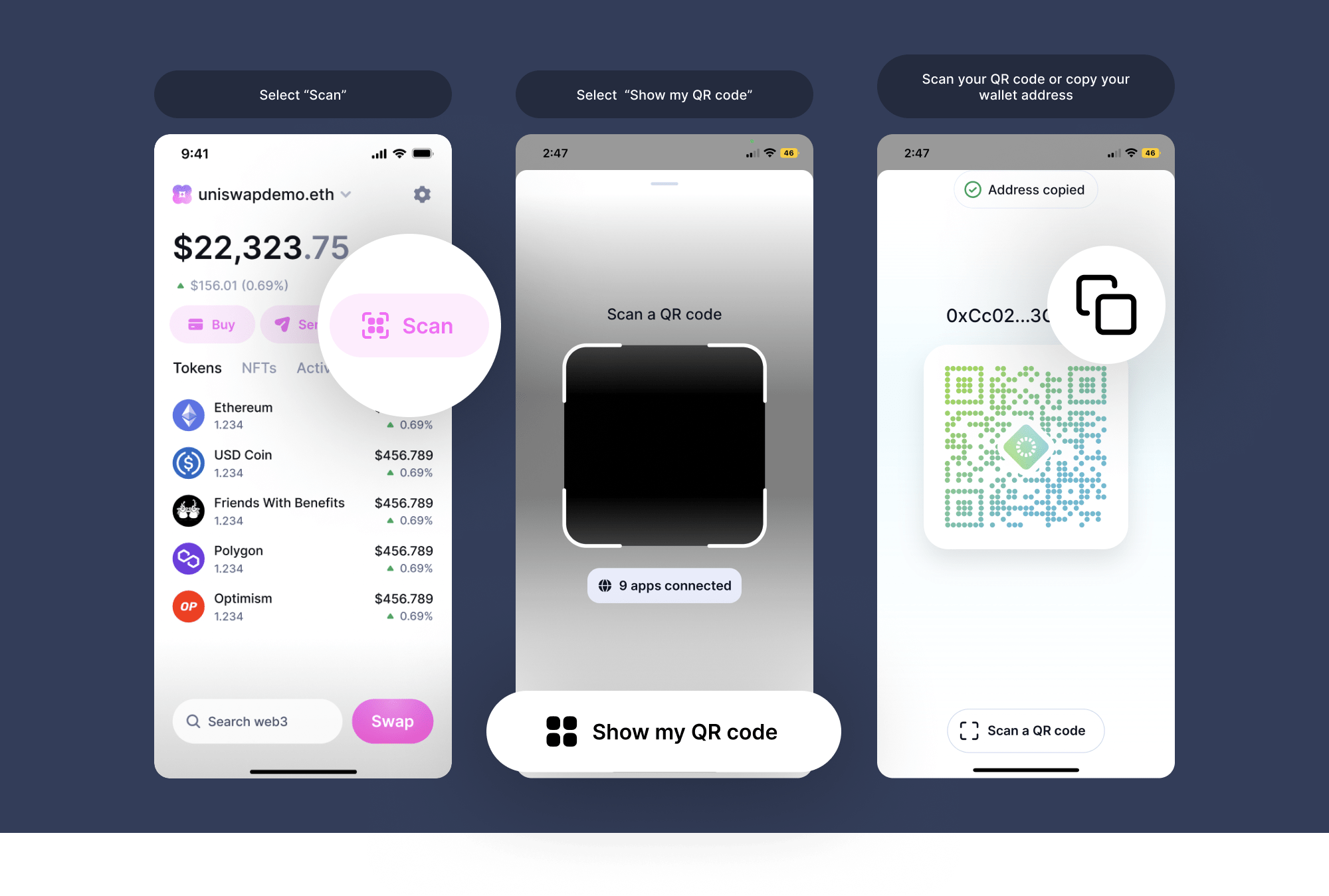 Where can I find my wallet address in the Uniswap Wallet? Uniswap Labs