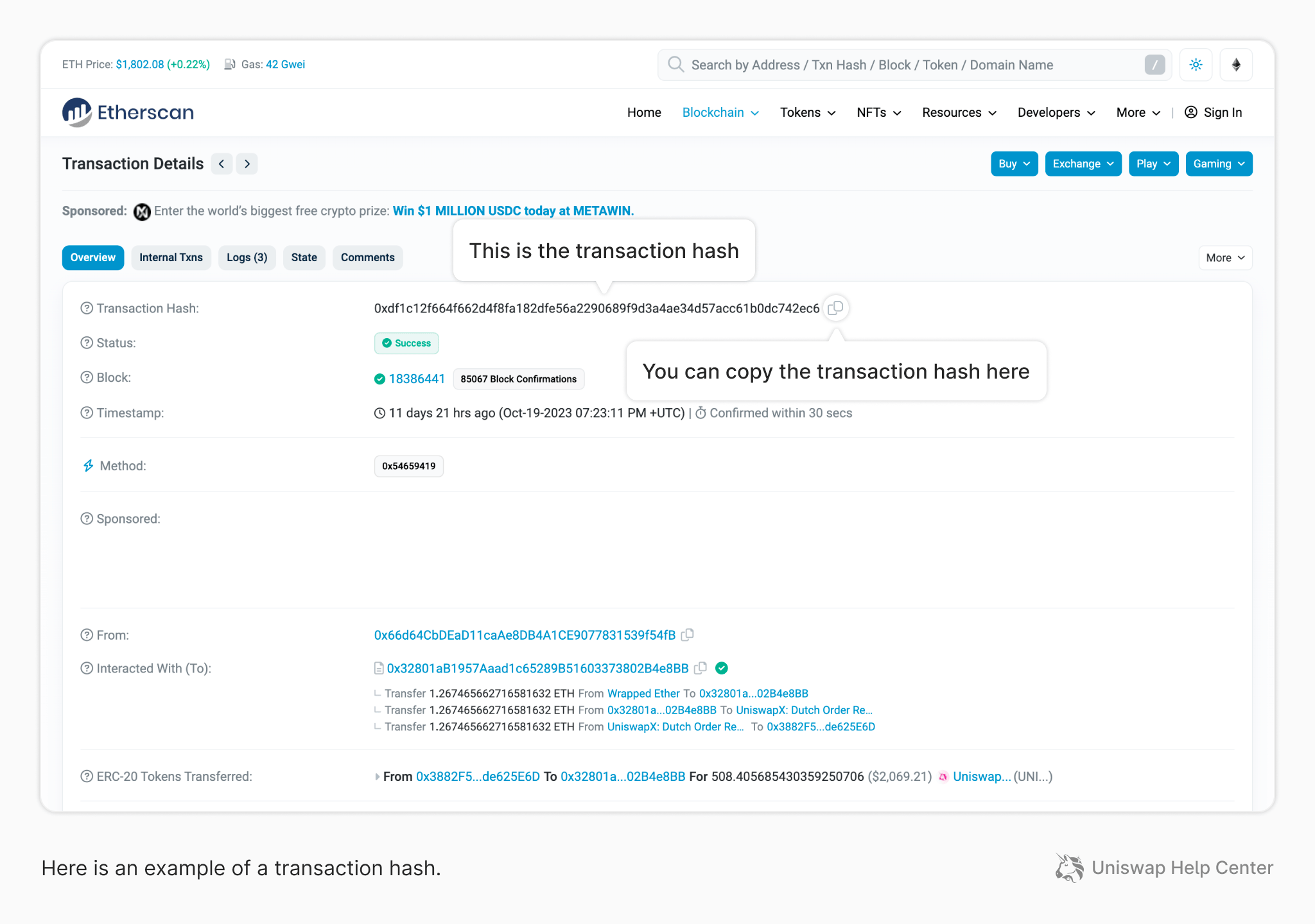 What is a transaction hash? Uniswap Labs