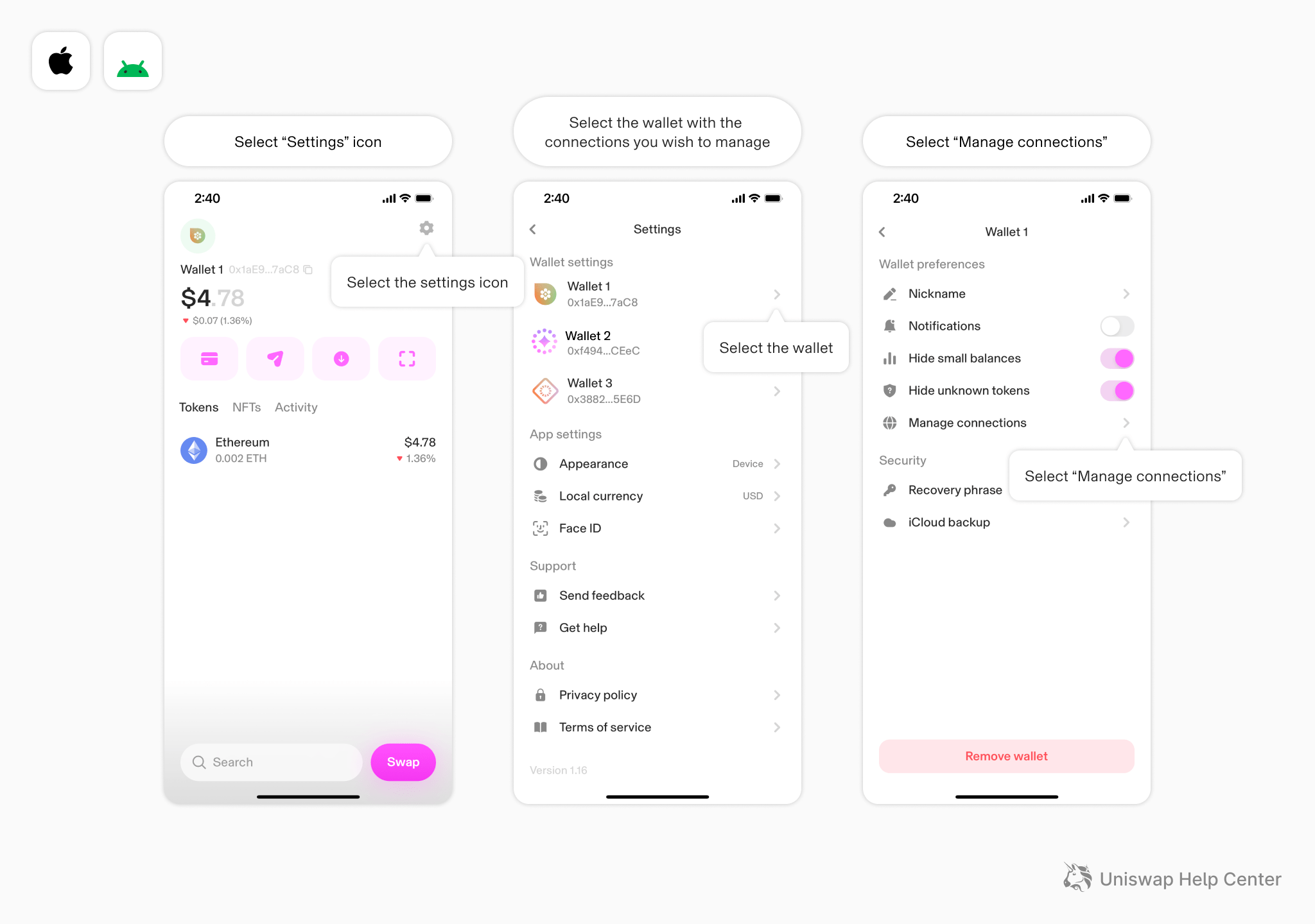 How to manage Uniswap Wallet connections Uniswap Labs
