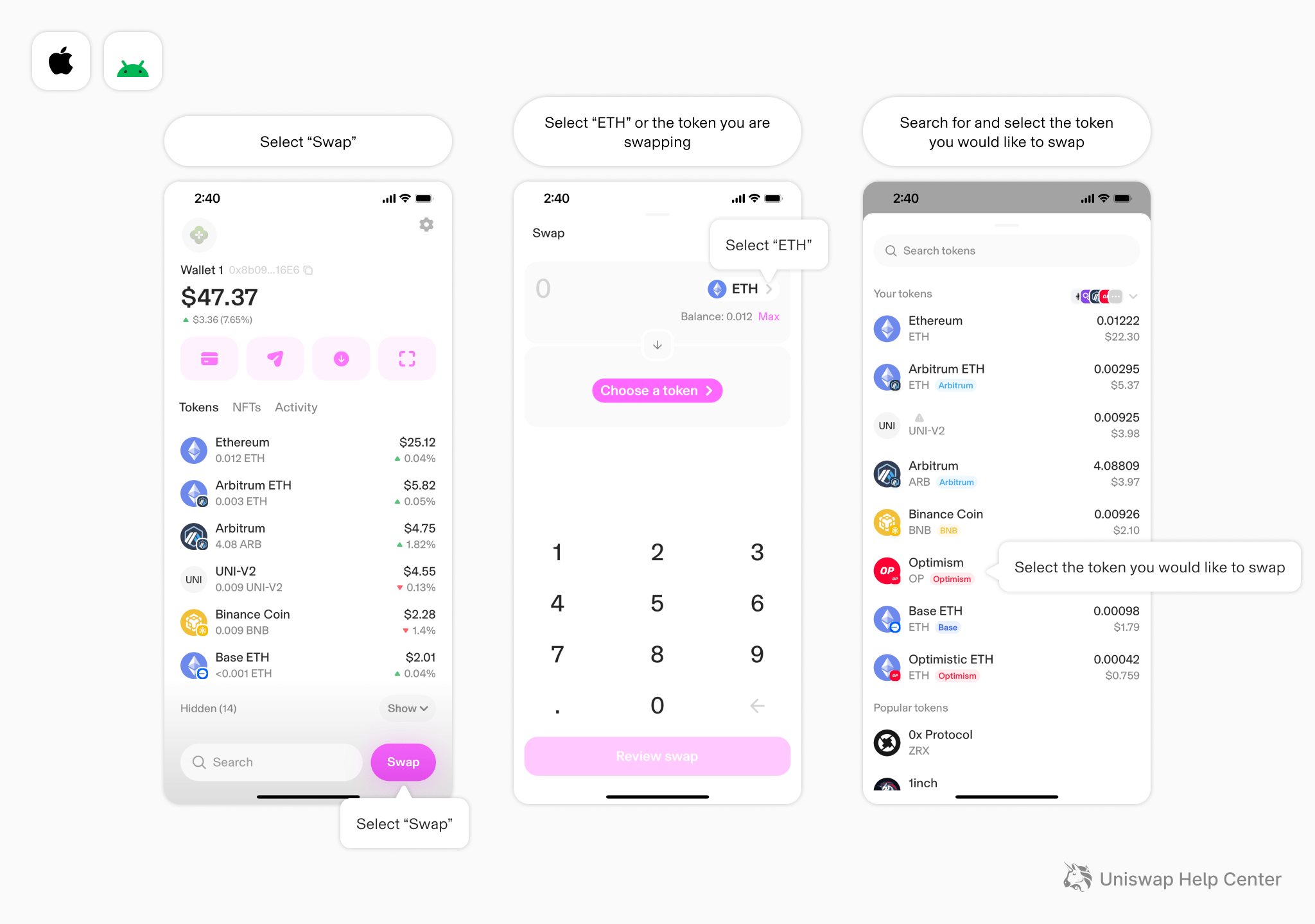 How to swap tokens using the Uniswap Wallet Uniswap Labs