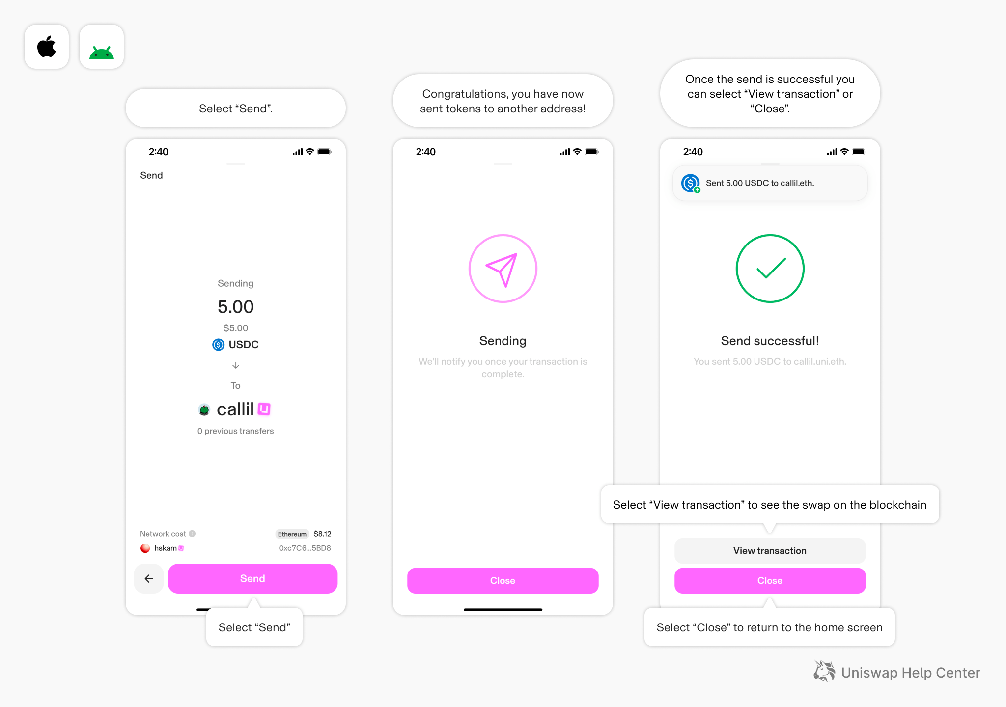 How to send tokens using the Uniswap Wallet Uniswap Labs