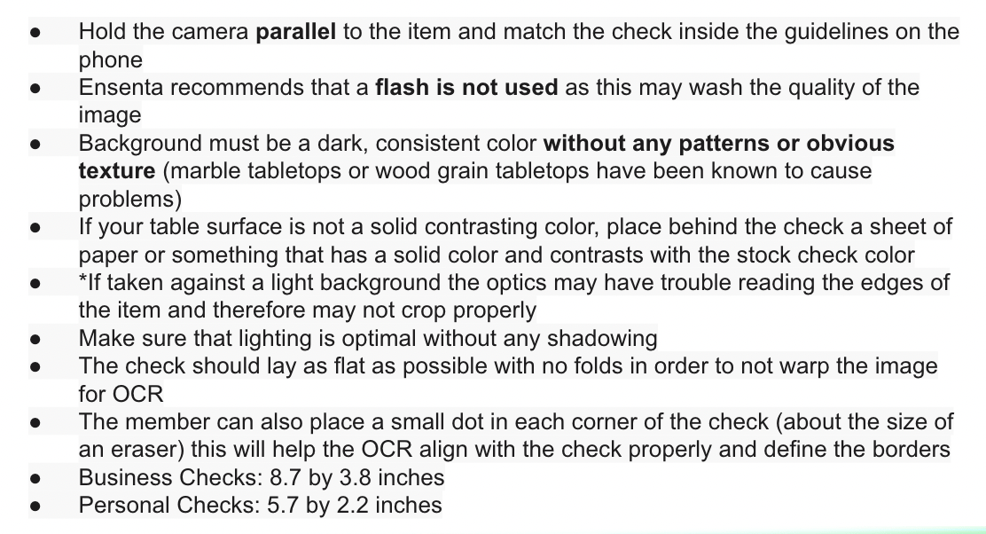 How can we have a check deposit successfully processed? Unit Help