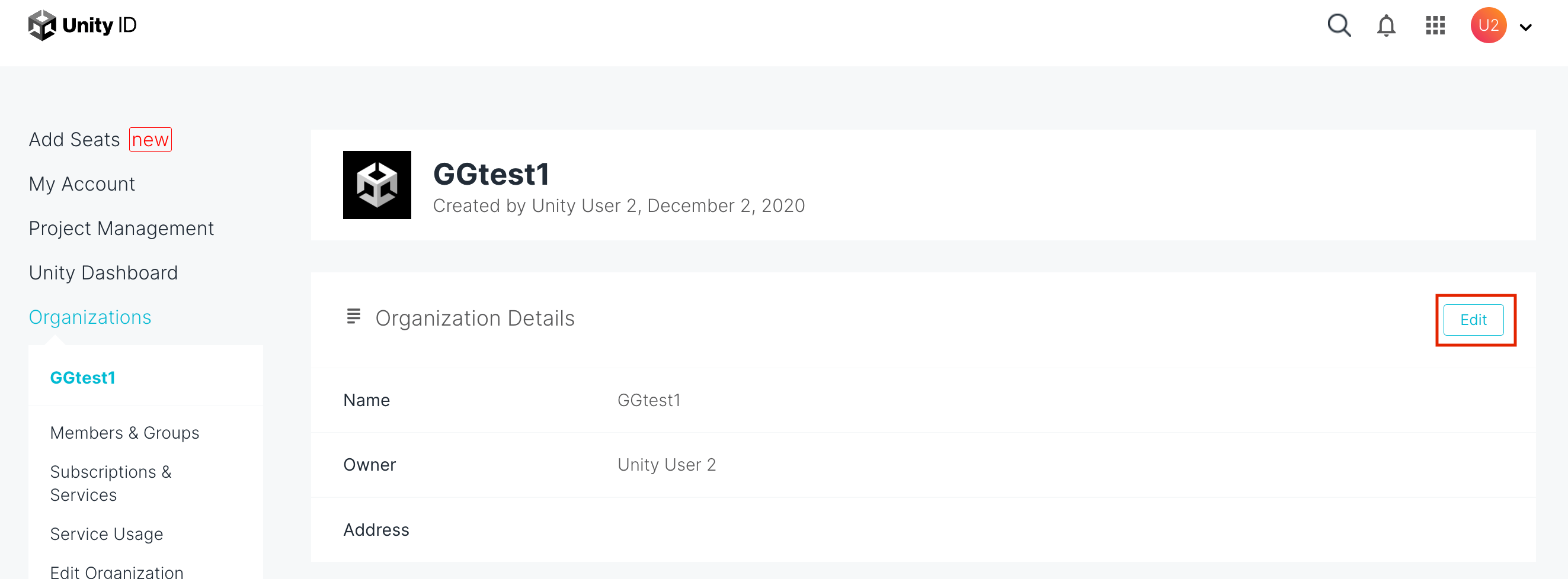 How to rename a Unity organization? Unity