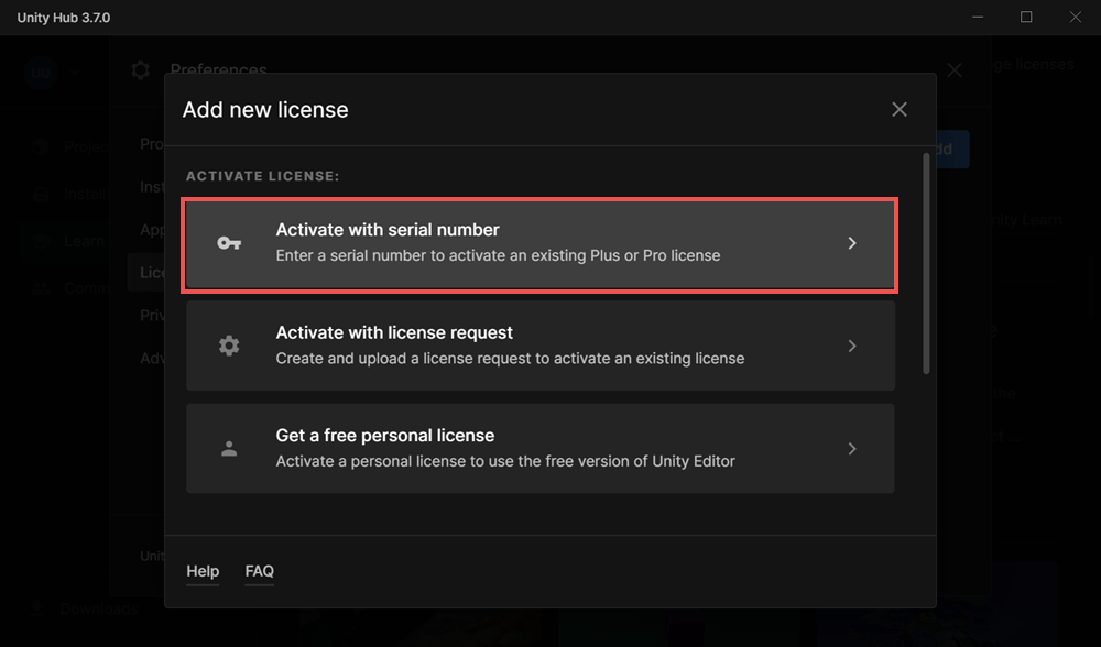 How do I activate my license? Unity