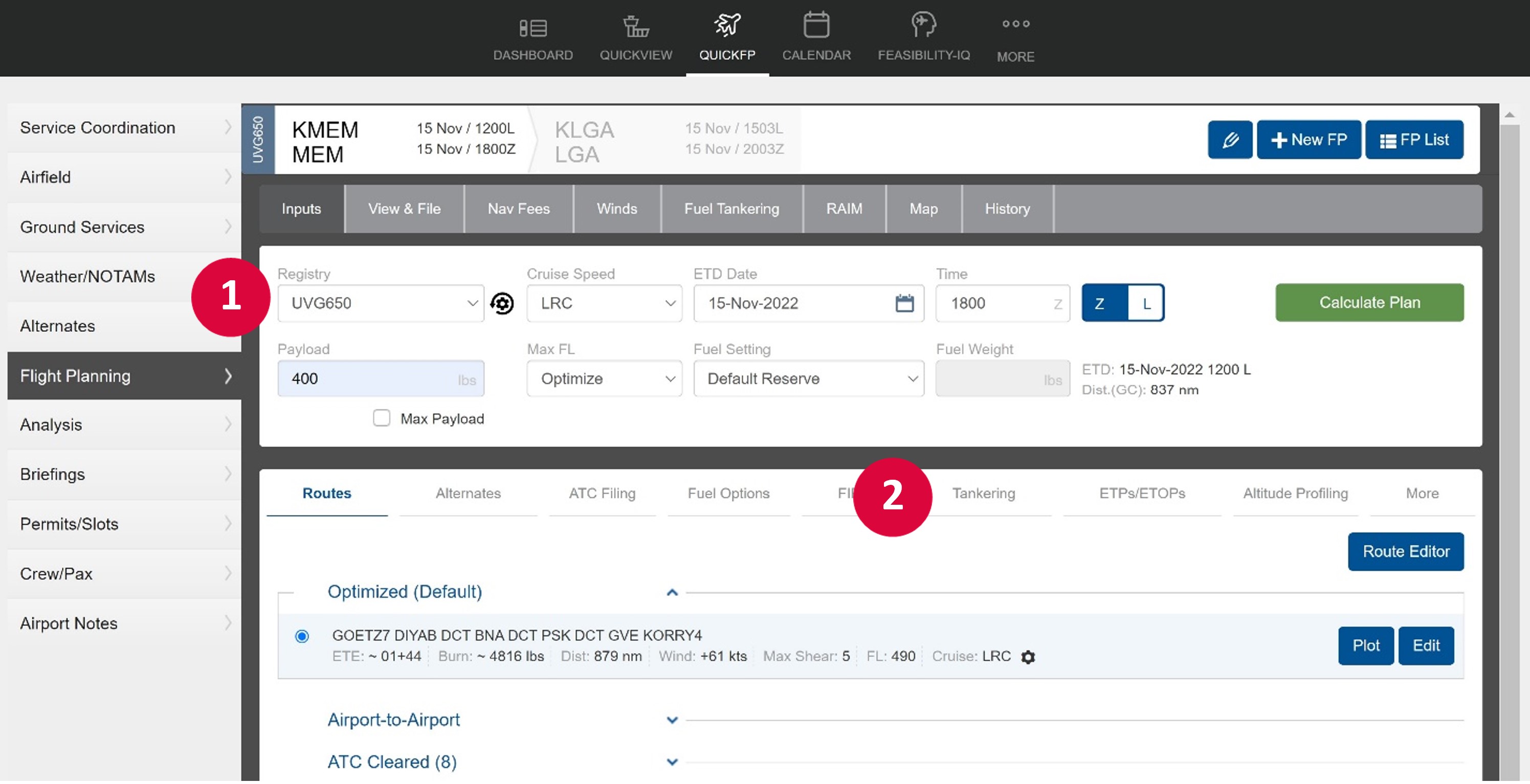 Performing Fuel Tankering Calculations in Flight Planning Knowledge Base