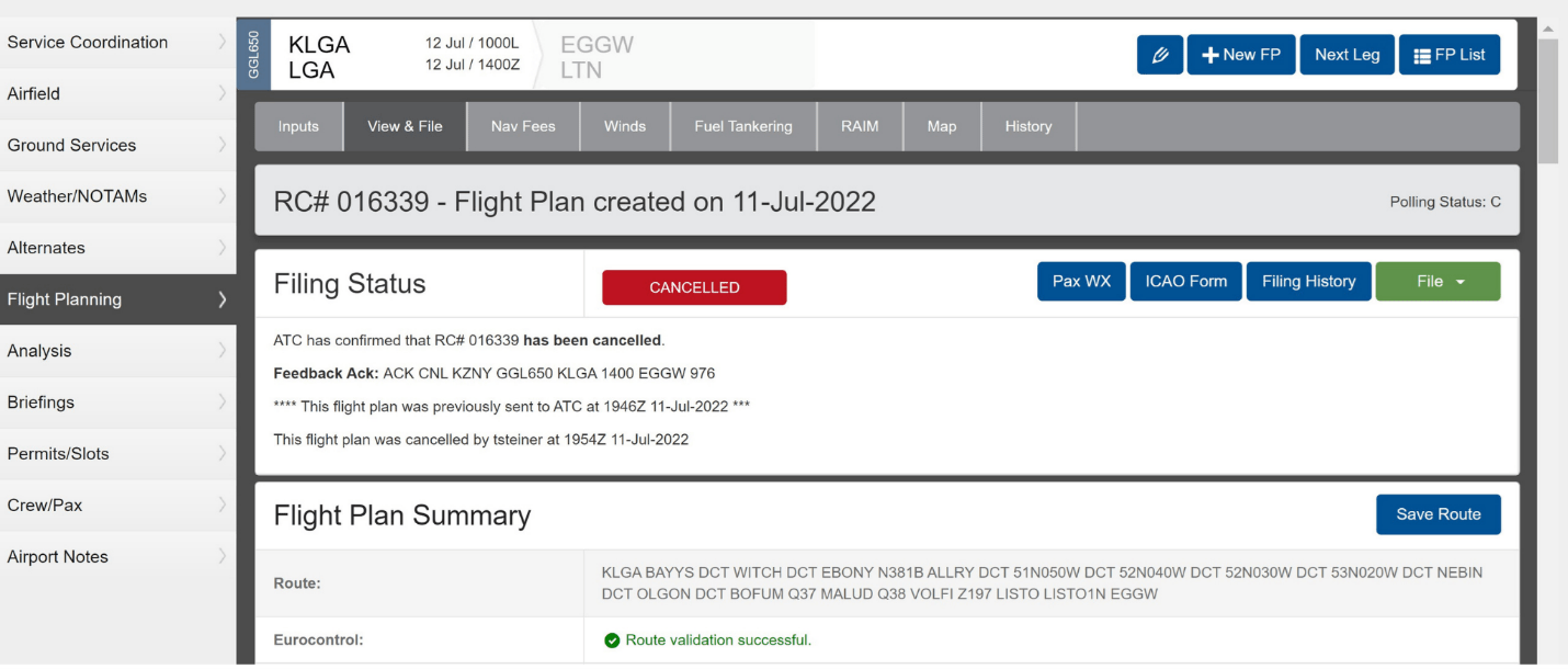 How to Cancel a Flight Plan Knowledge Base