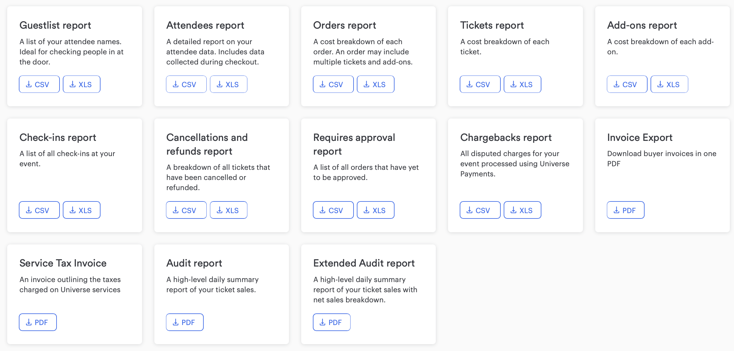 Download your reports Universe Help Center