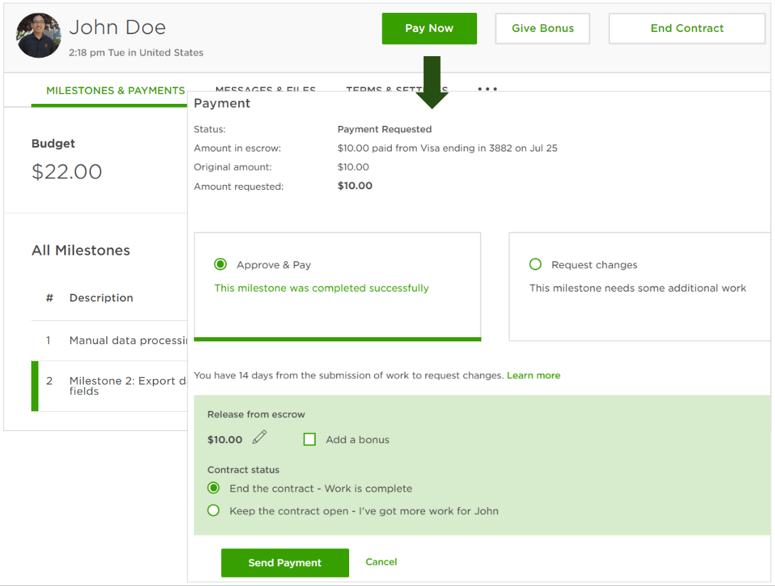 Pay for FixedPrice Contracts Upwork Help Center