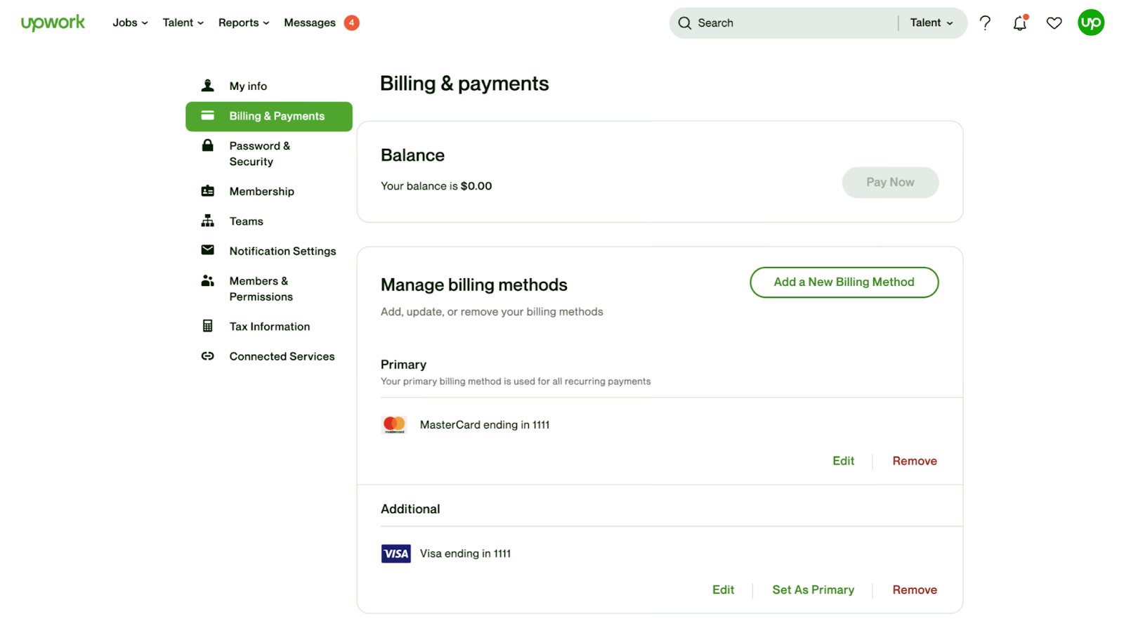Edit billing method Upwork Customer Service & Support Upwork Help