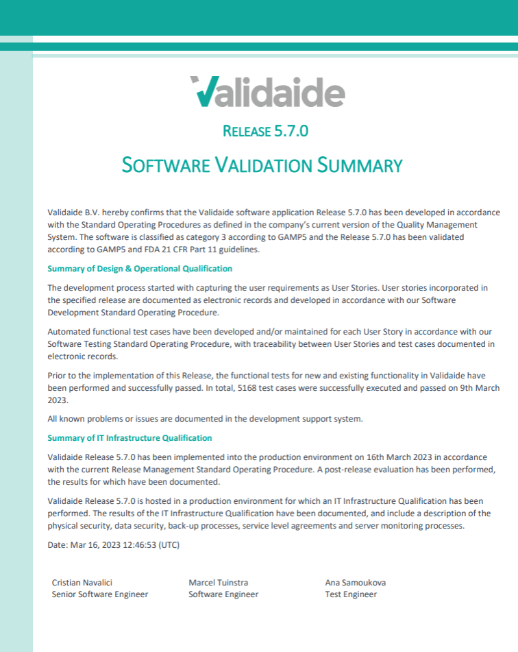 5.7.0. Validation Summary Report Validaide Help Center
