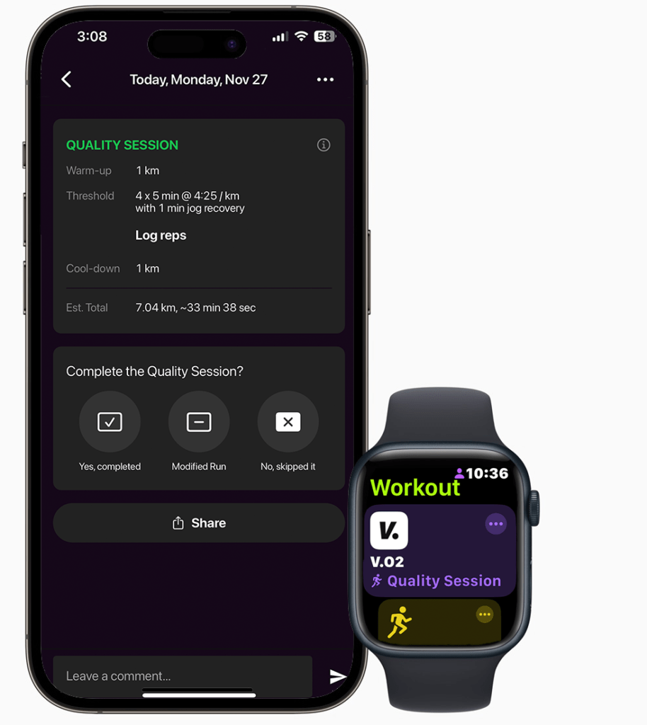 Can I sync my V.O2 workouts to my Apple Watch? V.O2 Support