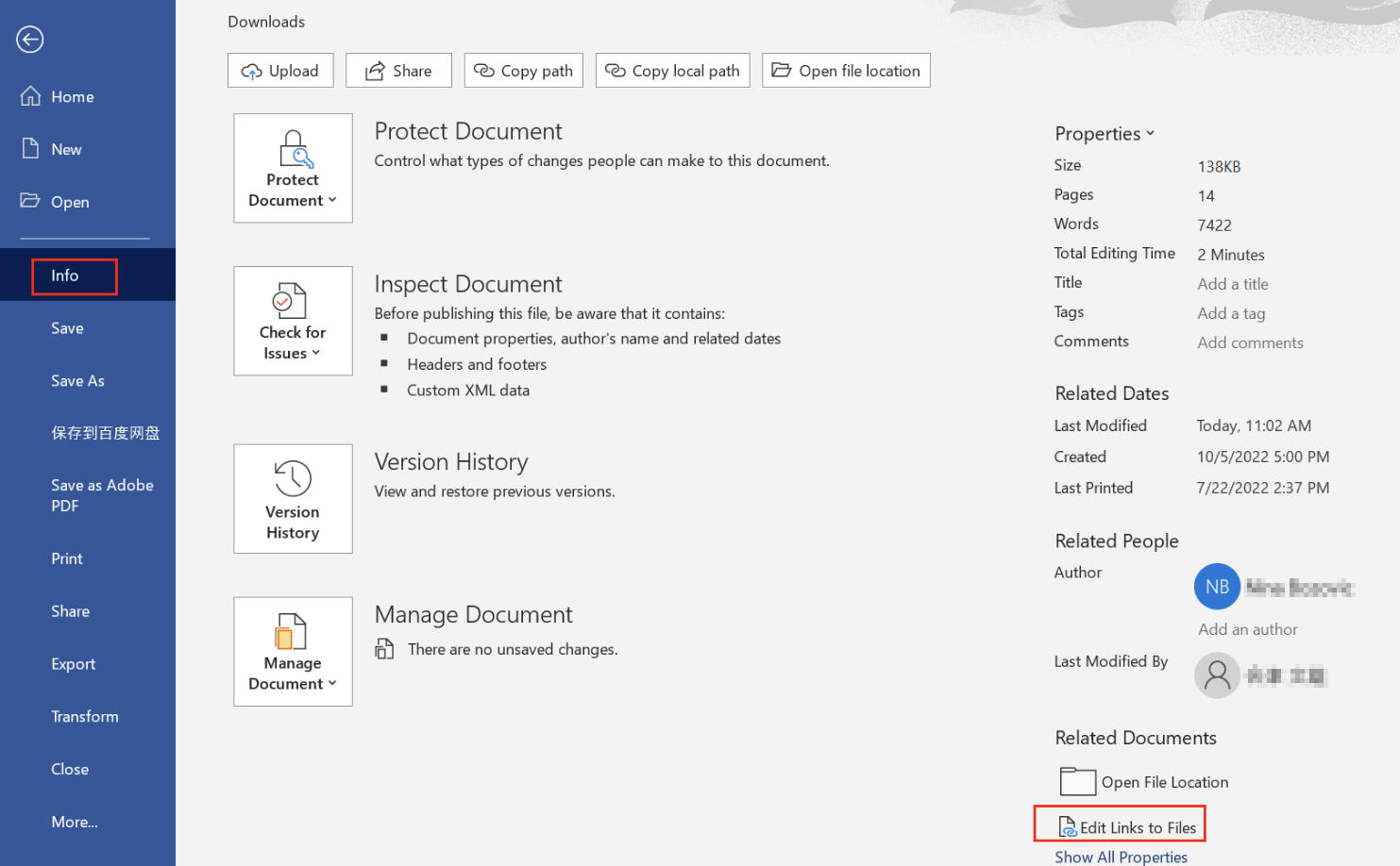Error Not a valid link Appears in the Viewable Rendition for a Word