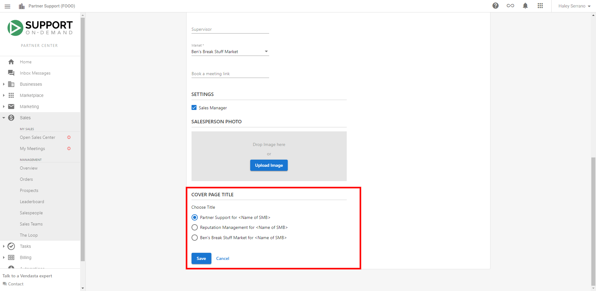 How do I edit the cover page of the Snapshot Report? Vendasta Support
