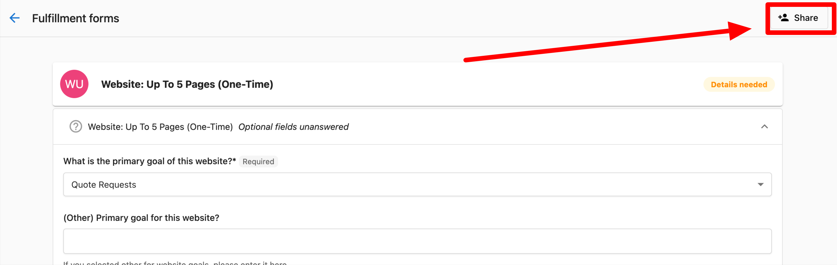 Using Fulfillment Forms Vendasta Support
