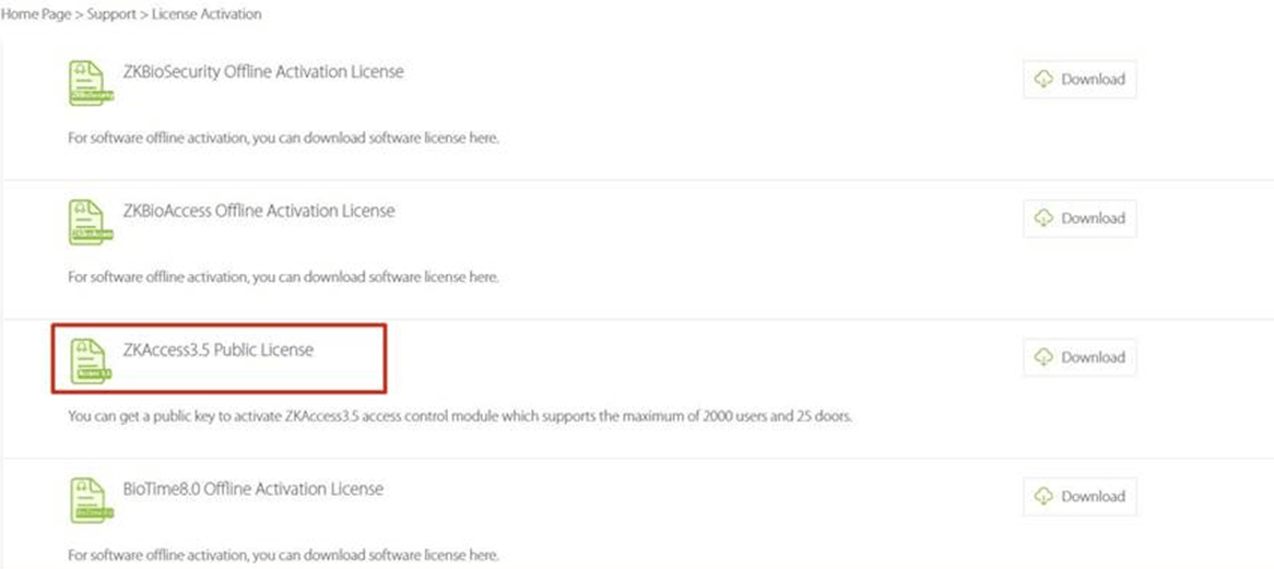 License activation in ZKTeco's ZKAcces3.5 software Visiotech