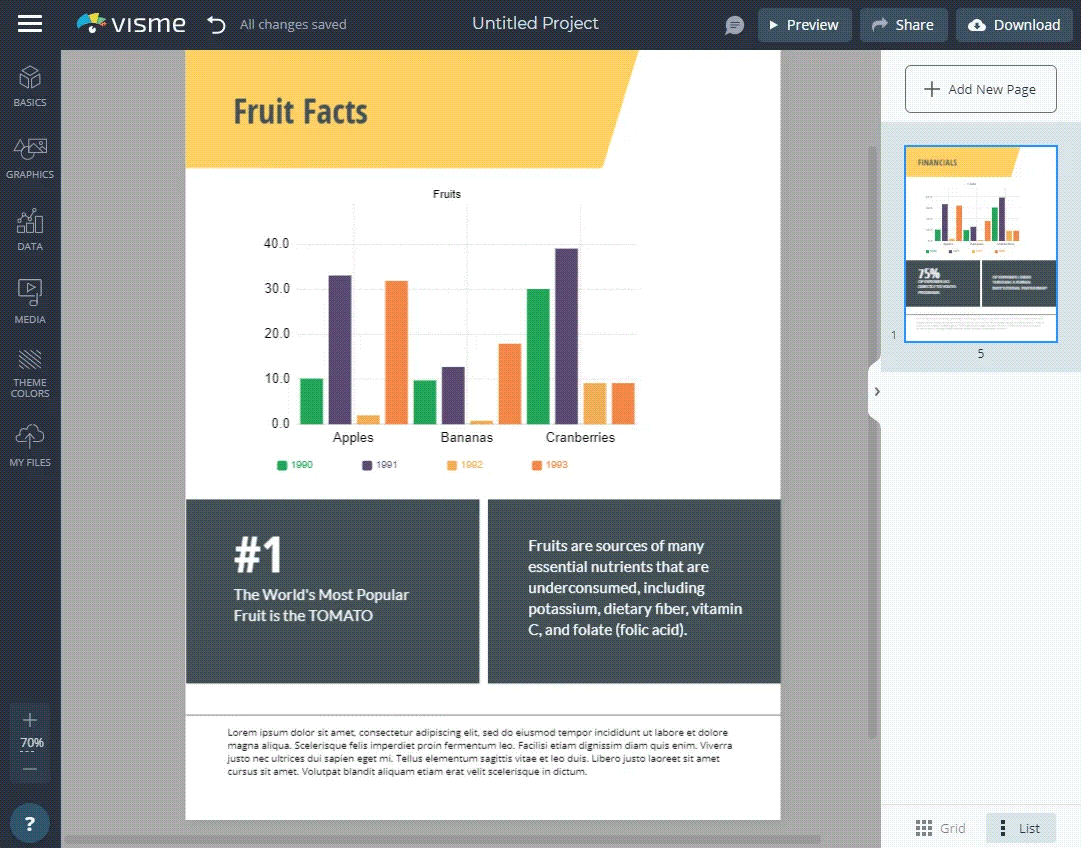 Dynamic fields Visme