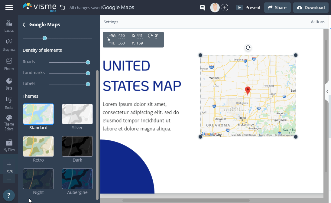 Dynamic fields Visme