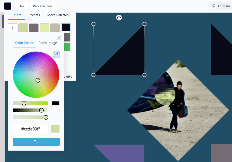 Using the color dropper tool in Visme Visme