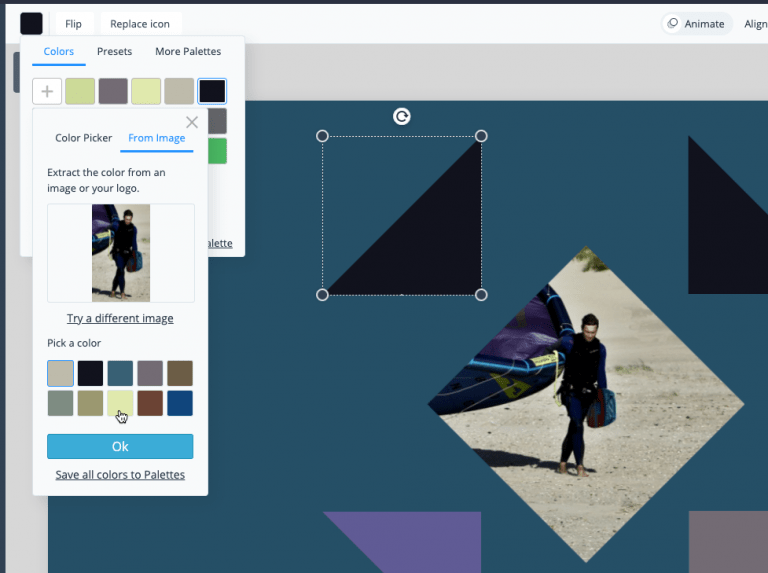 Using the color dropper tool in Visme Visme