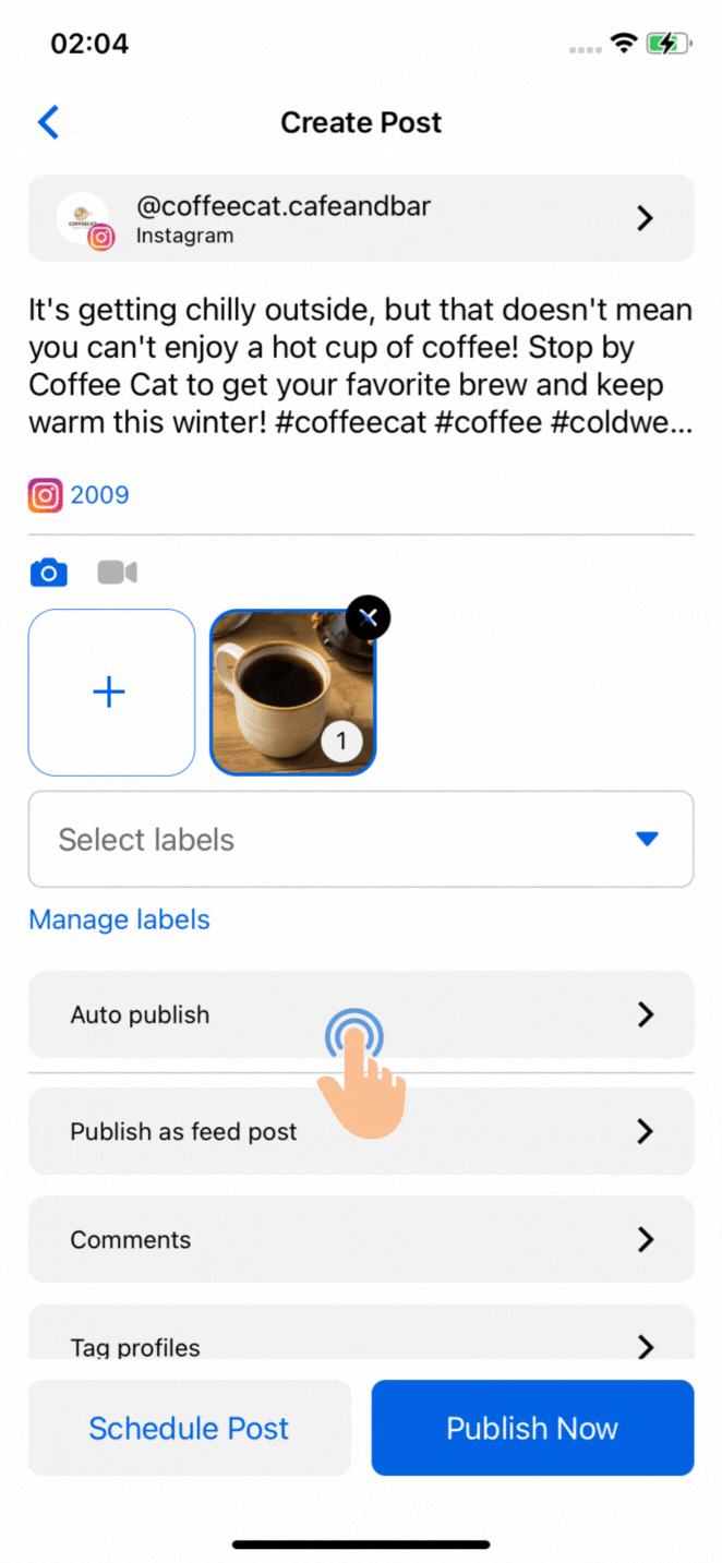 How to create and manage post labels on mobile Vista Social