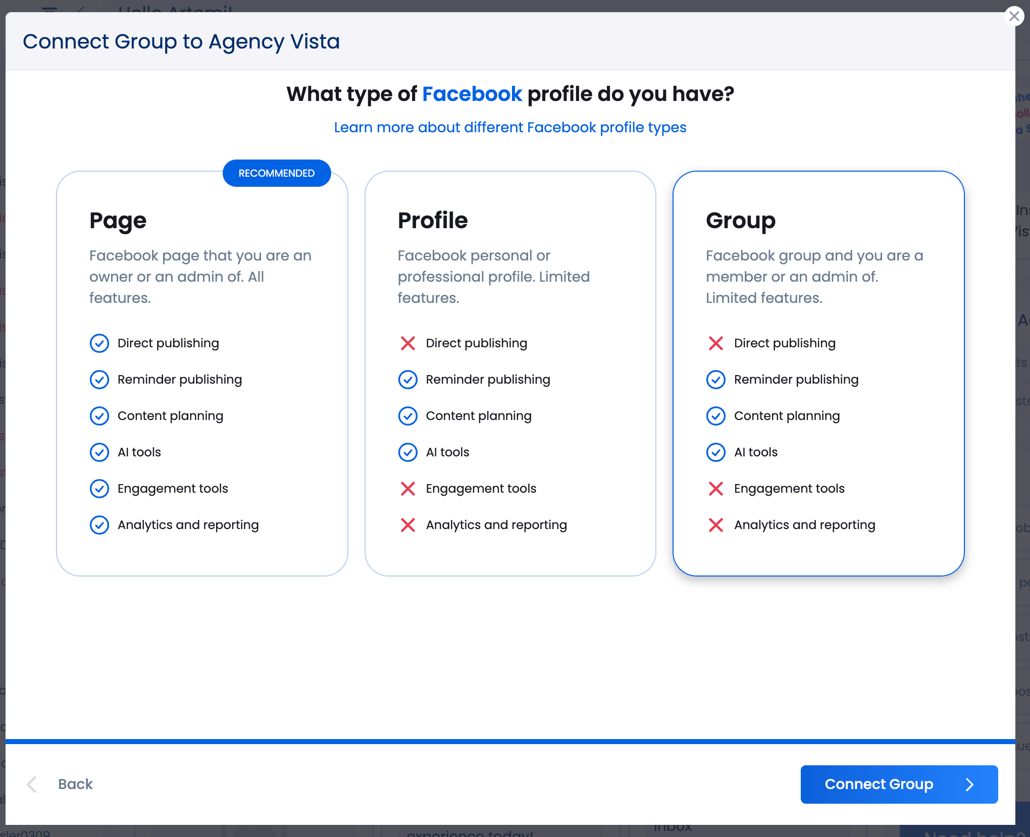 Facebook profile types explained Pages, Groups, Personal Vista Social